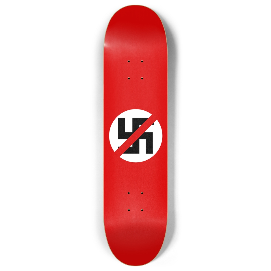 Anti-Nazi 7-Ply Canadian Maple Skateboard Deck | Red & White Stripes | Protest Deck