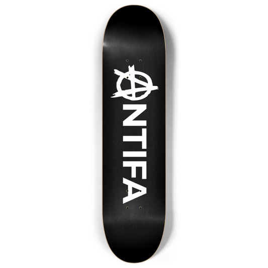 Antifa 7-Ply Canadian Maple Skateboard Deck | Bold Black Background & Anarchy Symbol