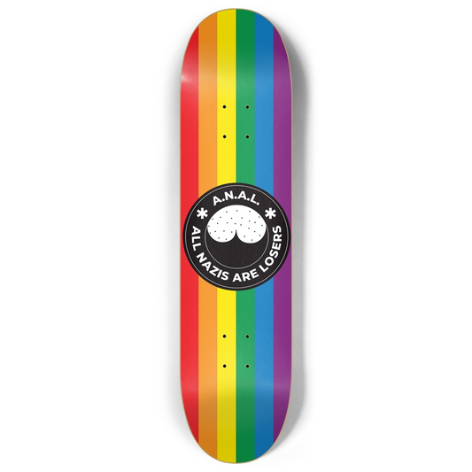 All Nazis Are Losers 7-Ply Canadian Maple Skateboard Deck | Anti-Trump Red & White Stripes