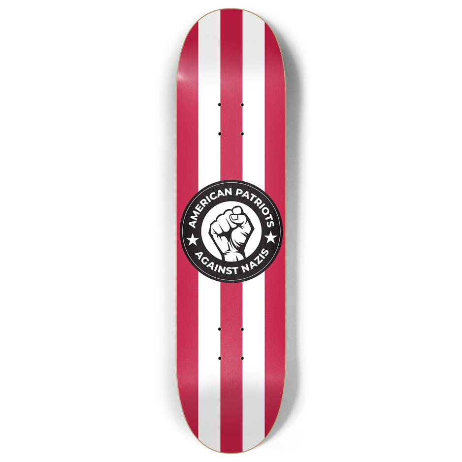 American Patriots Against Nazis 7-Ply Canadian Maple Skateboard Deck | Red & White Stripes