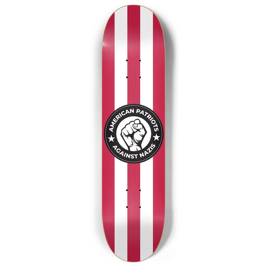 American Patriots Against Nazis 7-Ply Canadian Maple Skateboard Deck | Red & White Stripes