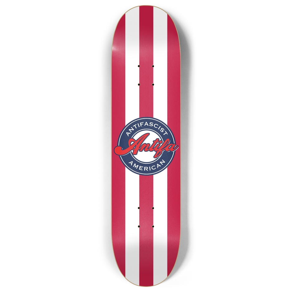 Antifascist American 7-Ply Canadian Maple Skateboard Deck | Bold Red & White Stripes