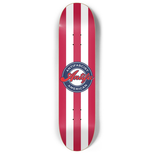 Antifascist American 7-Ply Canadian Maple Skateboard Deck | Bold Red & White Stripes