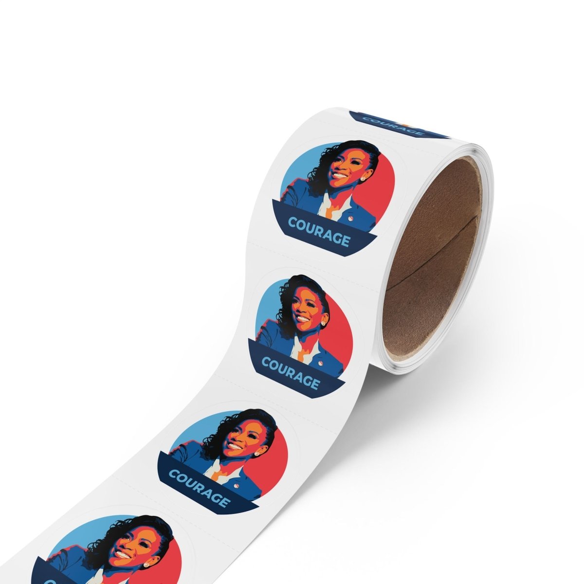 Free Oppression - Sticker Roll - Jasmine Crockett "Courage" - Round Vinyl Sticker Label Rolls - Anti Trump Protest "No Kings" Antifascist Decals