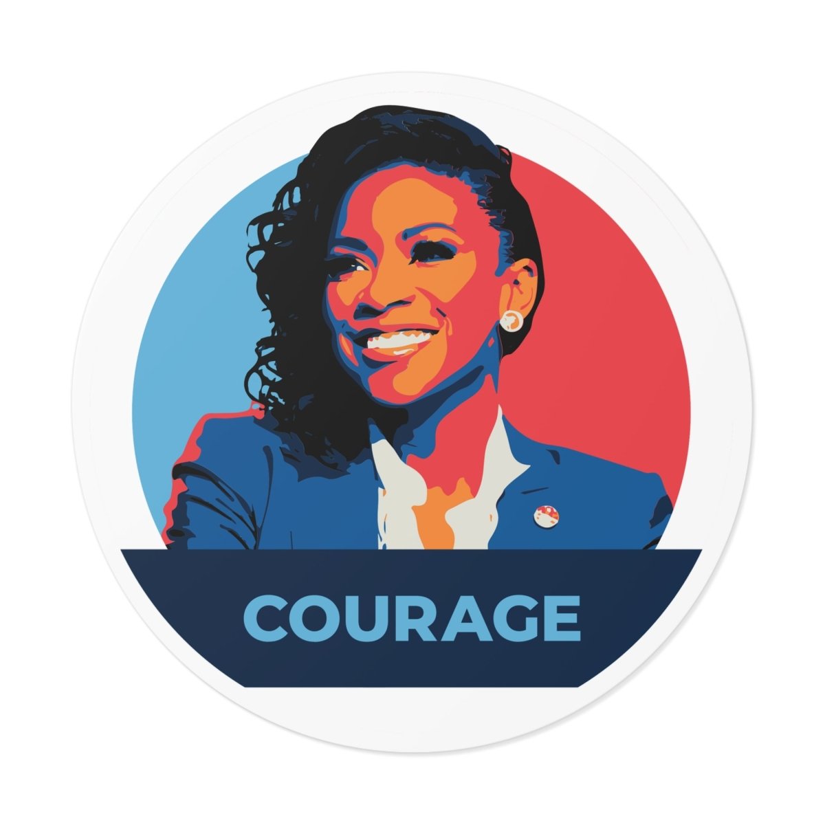 Free Oppression - Stickers - Jasmine Crockett Courage – Round Vinyl Sticker
