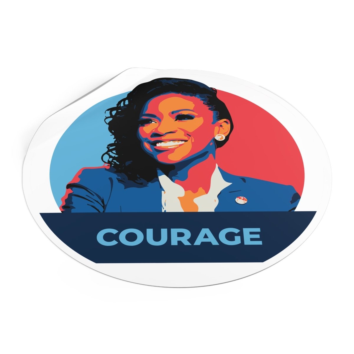 Free Oppression - Stickers - Jasmine Crockett Courage – Round Vinyl Sticker