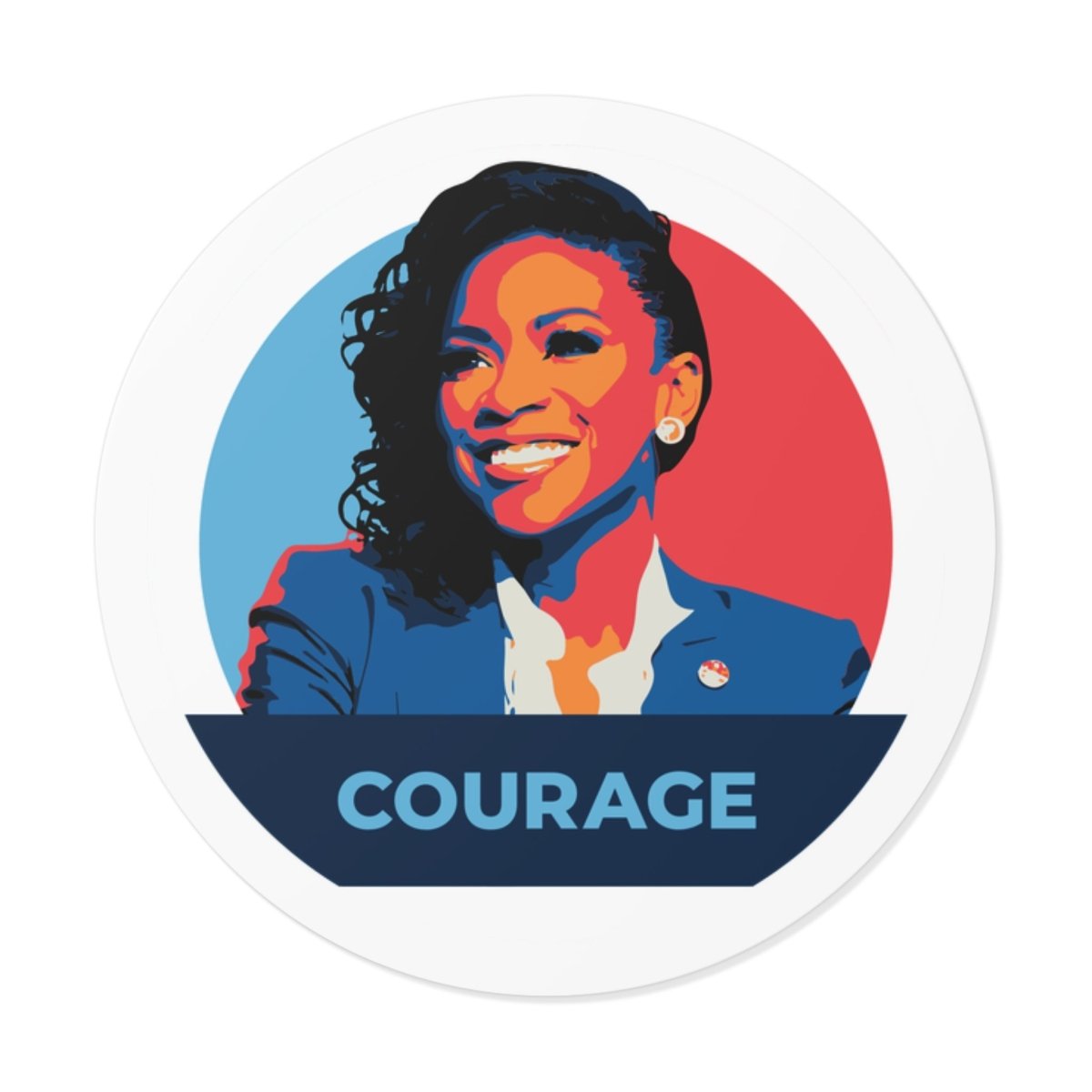 Free Oppression - Stickers - Jasmine Crockett Courage – Round Vinyl Sticker