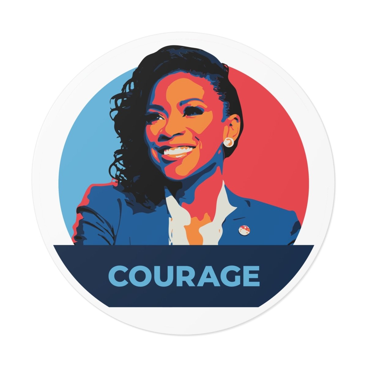 Free Oppression - Stickers - Jasmine Crockett Courage – Round Vinyl Sticker