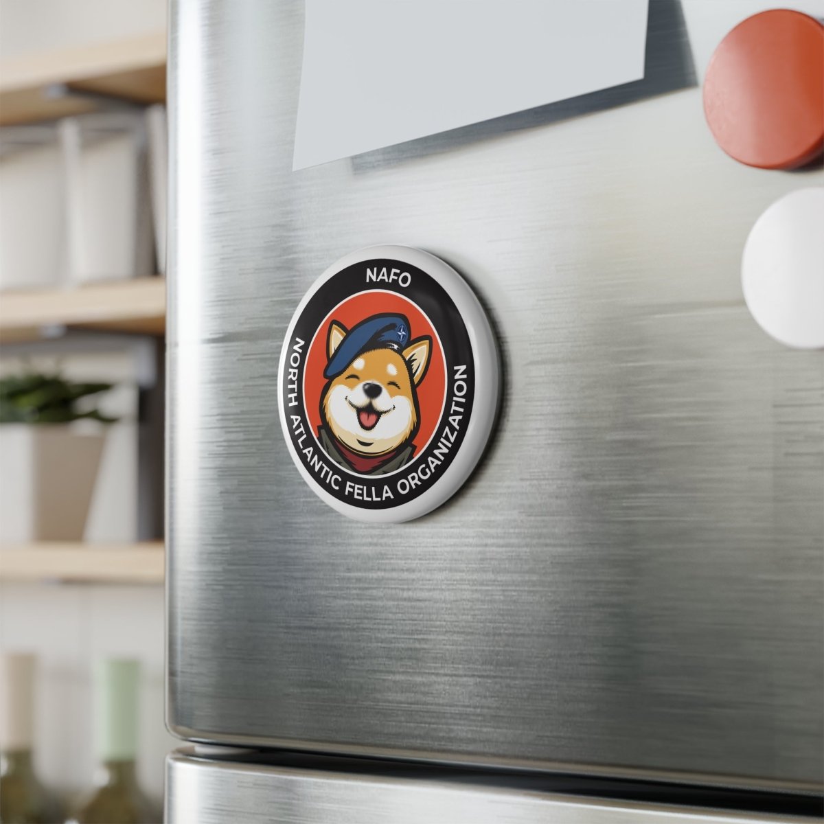 Free Oppression - Home Decor - NAFO - North Atlantic Fella Organization - Round Button Magnet