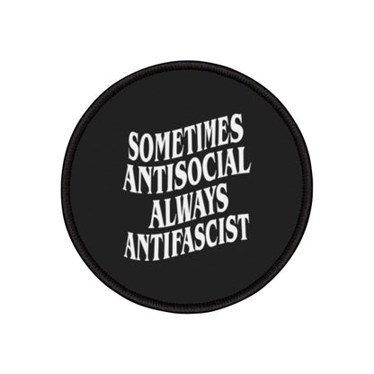 Free Oppression - Accessories - Sometimes Antisocial Always Antifascist - Iron - On Patch - Square and Circle Anti - Fascist Patch - Antifascist Embroidered Patch